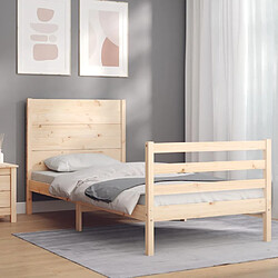 Maison Chic Cadre/structure de lit avec tête de lit pour adulte - Lit Moderne Chambre petit simple bois massif -MN16000