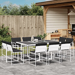 vidaXL Ensemble à manger de jardin avec coussins 11pcs blanc textilène