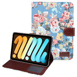 Etui en PU motif fleur bleu pour votre Apple iPad mini (2021)