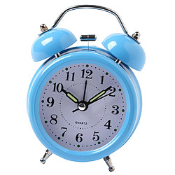 numérique 3d double cloche horloge carillon horloge fort réveil batterie puissance 3inch bleu pas cher