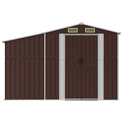 Helloshop26 Abri de jardin cabane cabanon maison de stockage remise extérieur hangar outils robuste 277 x 192,5 x 179 cm acier galvanisé marron 02_0022283