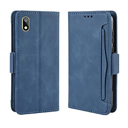 Wewoo Housse Coque Étui en cuir à Motif peau de veau de style portefeuille pour Huawei Y5 2019 / Honor 8Savec fente carte séparée bleu