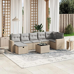 Maison Chic Ensemble à manger d'extérieur 8 pcs avec coussins,Salon de jardin,Mobilier de jardin mélange beige résine tressée -GKD350354