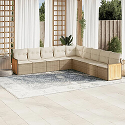 Maison Chic Salon de jardin avec coussins 9 pcs | Ensemble de Table et chaises | Mobilier d'Extérieur beige résine tressée -GKD60583