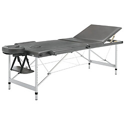 vidaXL Table de massage 3 zones Cadre en aluminium Anthracite 186x68cm