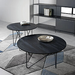 Inside 75 Table basse ronde SHAPE composition acier noir bois stratifié finition noir carbone