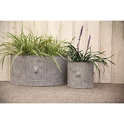 Esschert Design Pot de fleurs ronds Lion (Lot de 2).