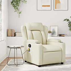 vidaXL Fauteuil inclinable de massage Crème Similicuir