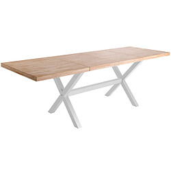 Avis Pegane Table à manger rectangulaire extensible en bois coloris chêne / pieds blanc - Longueur 140 -220 x profondeur 90 x hauteur 76 cm