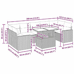 vidaXL Salon de jardin 8 pcs avec coussins gris résine tressée pas cher