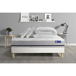 ACTISOM Pack prêt à dormir matelas 160x200 ACTIMEMO SOFT 3zones de confort + sommier KIT blanc + 2 oreillers + couette