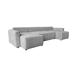 Acheter Mes Canapé U convertible 308 cm en velours côtelé gris clair - ALESIO