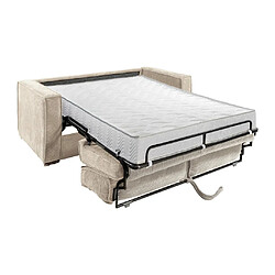 Vente-Unique Canapé 3 places convertible express en velours côtelé beige - Couchage à lattes larges 140 cm - Matelas 18 cm LORETO pas cher