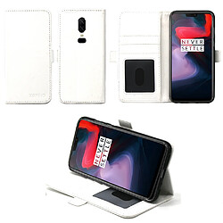 Housse OnePlus 6 protection Portefeuille luxe blanche Style Cuir avec stand - Etui blanc coque pour One Plus 6 avec porte cartes - Accessoires pochette case XEPTIO