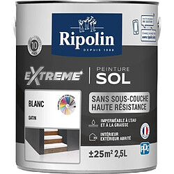 RIPOLIN Peinture pour Sol Interieur + Exterieur - Blanc Satin, 2,5L