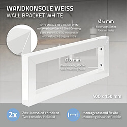 Avis ML-Design Set 2x Consoles Murales, 400x150x30 mm, Blanc, Acier, Design Flottant, Support d'Étagère pour Lavabo/Meuble/Table pour Salle de Bain/Chambre à Coucher, Réglable, Matériel de Montage Inclus