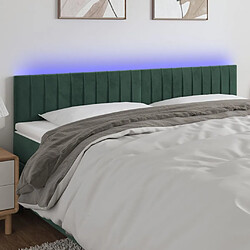 Maison Chic Tête de lit moderne à LED lumineuse pour chambre - Décoration de lit Vert foncé 160x5x78/88 cm Velours -MN39100