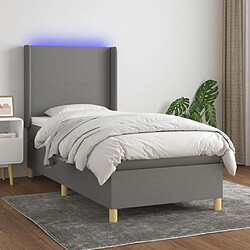 vidaXL Sommier à lattes de lit matelas LED Gris foncé 100x200 cm Tissu