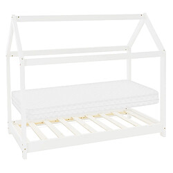 ML-Design Lit d'enfant +matelas cadre de lit et sommier à lattes en bois blanc 70x140 cm