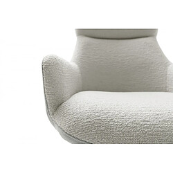 Inside 75 Fauteuil lounge pivotant à 360° LUAN assise confortable piétement métal brossé tissu vintage gris clair pas cher