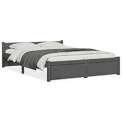 vidaXL Cadre de lit sans matelas gris bois massif 135x190 cm