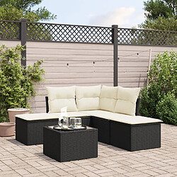 Maison Chic Salon de jardin 6 pcs avec coussins | Ensemble de Table et chaises | Mobilier d'Extérieur noir résine tressée -GKD38342