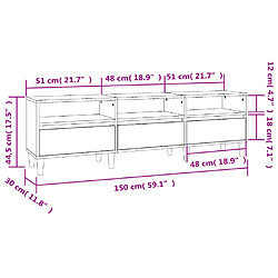 vidaXL Meuble TV chêne fumé 150x30x44,5 cm bois d'ingénierie pas cher