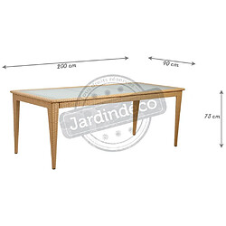 Avis Aubry Gaspard Table de jardin en polyrésine et verre naturel