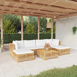 vidaXL Salon de jardin 7 pcs avec coussins Bois de teck solide