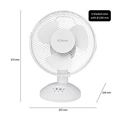 Ventilateur de table 23cm Bomann VL 1137 CB Blanc