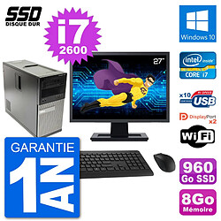 PC Tour Dell 7010 Ecran 27" Intel Core i7-2600 RAM 8Go SSD 960Go Windows 10 Wifi - Occasion