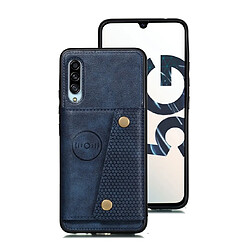 Wewoo Coque Rigide Pour Galaxy A90 5G Etui de protection magnétique antichoc PU + TPU avec fentes cartes Bleu