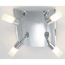 Luminaire Center Plafonnier Kopus 4 Ampoules chrome poli/verre dépoli