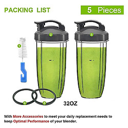 Avis Universal Tasse de remplacement 32 oz avec couvercle pour ampoule de camping d'origine mélangeur PRO 900W 600W pour lames de rechange pièces(blanche)