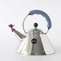 Acheter Alessi 9093 Bouilloire en Acier Inoxydable 18/10 Brillant avec Poignée et Sifflet-Oisillon Bleu Clair