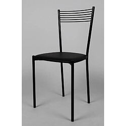 Tommychairs - Set 4 chaises Elegance pour Cuisine et Bar, Solide Structure en Acier peindré Noir et Assise en Cuir Artificiel Noir