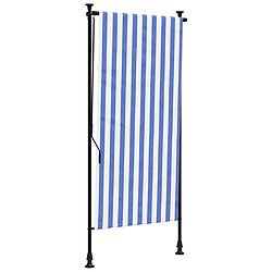 vidaXL Store roulant d'extérieur bleu et blanc 100x270 cm tissu acier