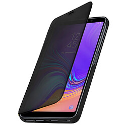 Avizar Housse Galaxy A7 2018 Étui Folio Miroir Clapet translucide Stand Vidéo - Noir