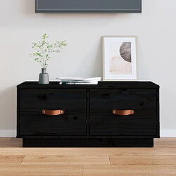 Maison Chic Meuble TV scandinave - Banc TV pour salon Noir 80x34x35 cm Bois de pin massif -MN80100