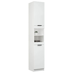 Maison Chic Armoire de salle de bain,Meuble de rangement,Meuble haut Blanc 32x34x188,5 cm Bois d'ingénierie -GKD856415 pas cher