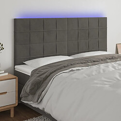 Maison Chic Tête de lit scandinave à LED,meuble de chambre Gris foncé 180x5x118/128 cm Velours -MN31178