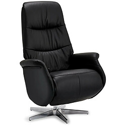 FURNHOUSE Fauteuil relax pivotant en cuir noir