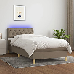 Sommier à lattes LED,Cadre à lattes de lit avec matelas pour Adulte Taupe 80x200cm Tissu -MN91587