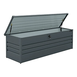 Avis AXI Miles Coffre de jardin en Métal - 1000L, Anthracite - Coffre de rangement extérieur avec fond et serrure - Meuble Exterieur Rangement Outils de Jardinage, Coussins - 185 x 82 x 75 cm.