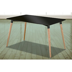 Pegane Table de salle à manger rectangulaire coloris noir et naturel - longueur 120 x profondeur 80 x Hauteur 76 cm