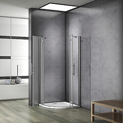 Cabine de douche 1/4 de rond 90x90x197cm porte de douche pivotante et pliante en verre anticalcaire