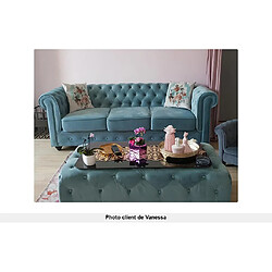 Vente-Unique Canapé 3 places CHESTERFIELD - Velours bleu pastel pas cher