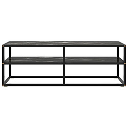 vidaXL Meuble TV noir avec verre marbre noir 120x40x40 cm