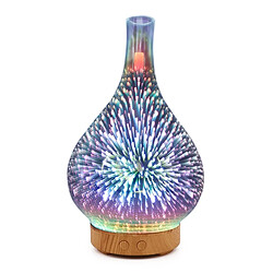 Universal Feu d'artifice 3D forme de vase en verre humidificateur d'air avec 7 couleurs LED lumière nocturne Diffuseur d'huiles essentielles aromatiques Fabricant de brouillard Ultrasonique Hu | Humidificateur