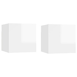 vidaXL Meubles TV muraux 2 pcs Blanc brillant 30,5x30x30 cm